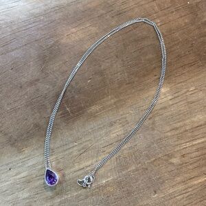 Purple Drop Stone Necklace